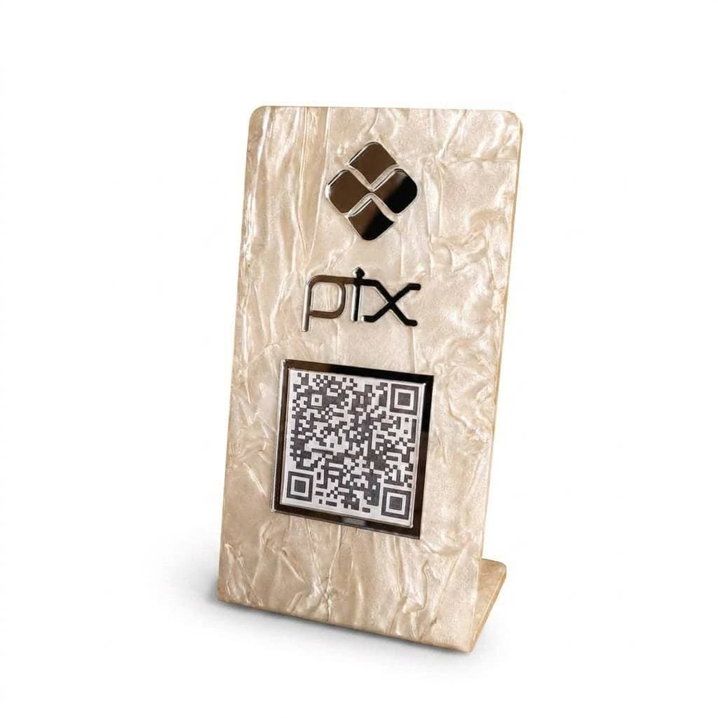 Placa Pix Display Pagamento QrCode Balcão Acrílico Espelhado