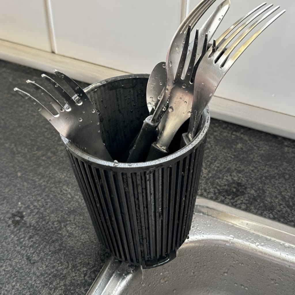 Escorredor de Talheres com Saída de Água Porta Talheres Preto Para Pia Cozinha