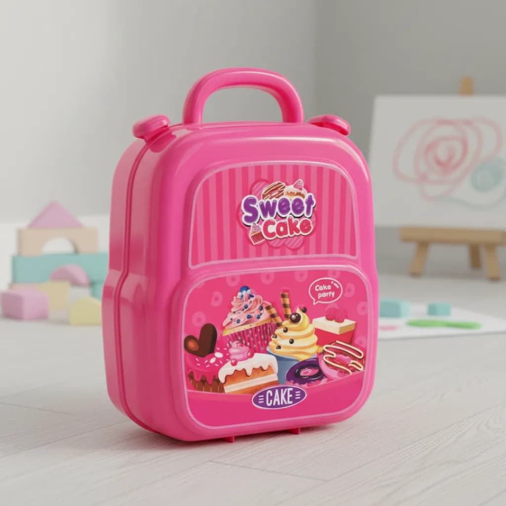 Maleta De Confeitaria Infantil 3 Em 1 Didática Sweet Cake Brinquedo Educativo Bolos Doces Rosa