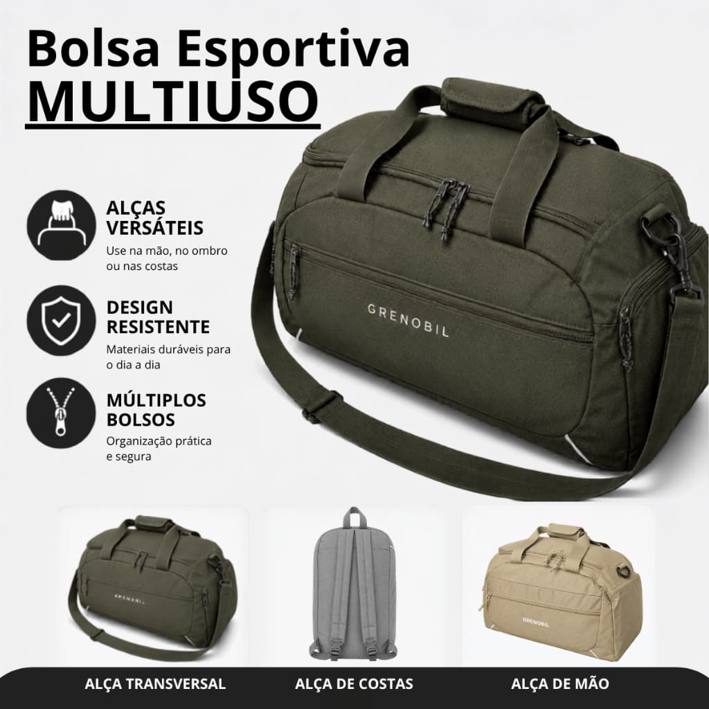 Bolsa Mala De Viagem Multifuncional Esportiva Grande Porte 3 em 1 Resistente Reforçada