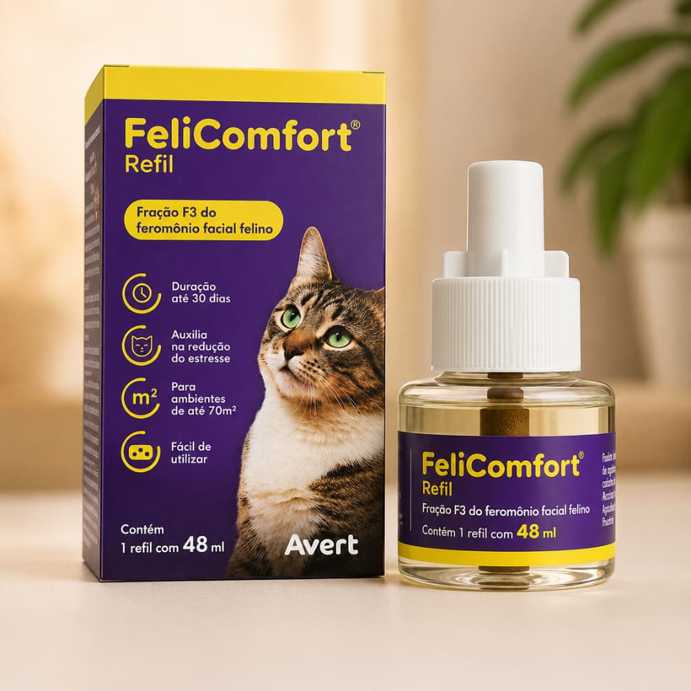 FeliComfort Refil 48ml Feromônio Gatos Ansiedade Estresse Xixi Fora Do Lugar Marcação Território