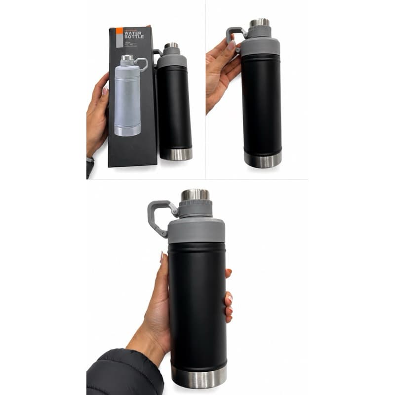 Garrafa Térmica 700ml Inox Parede Dupla com Alça e Tampa Protetora – Conserva Quente e Gelado por Mais Tempo