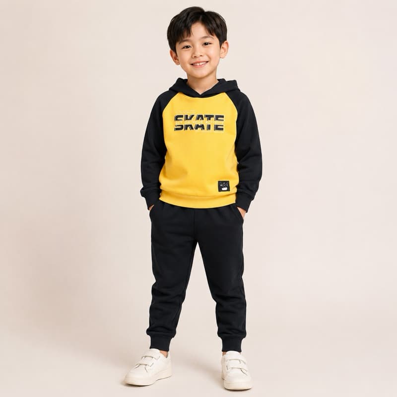 Conjunto Infantil Menino Marlan TAM 6 Moletom Skate Amarelo e Preto