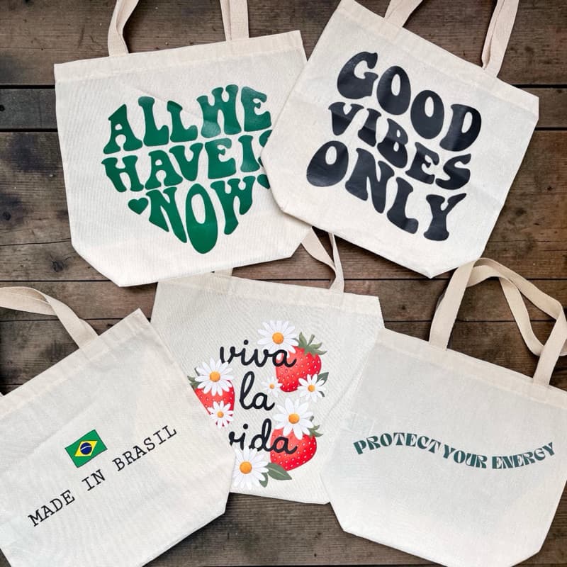 Bolsa Ecobag ecológica sacola algodão cru - Faculdade Trabalho Mercado Praia