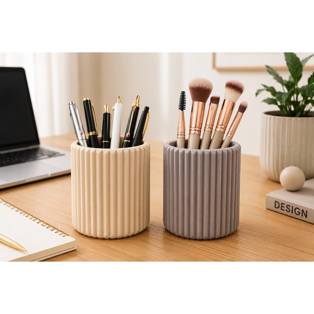 Porta Canetas Porta Pincéis Organizador de Mesa Canelado Decorativo Premium