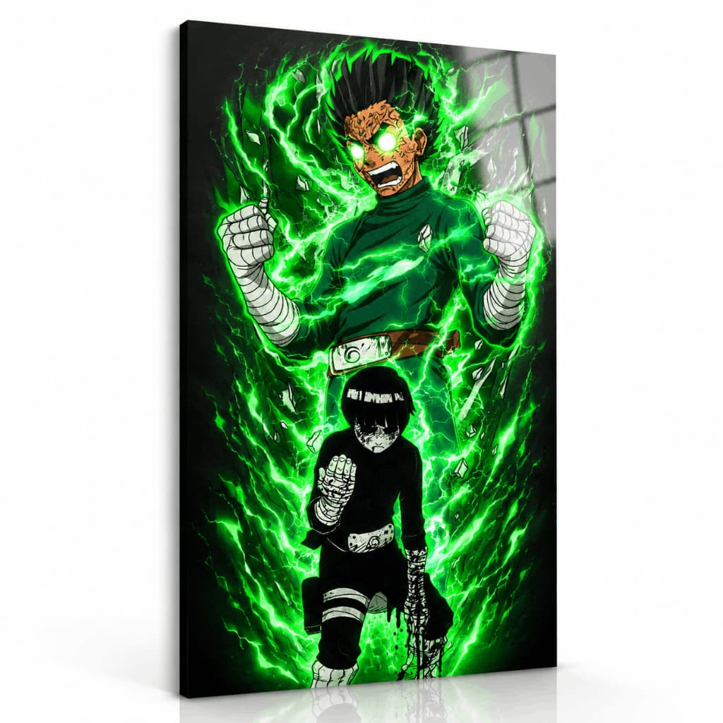 Quadro Anime Rock Lee Naruto MDF Energia Verde Decoração Gamer Otaku Premium para Quarto