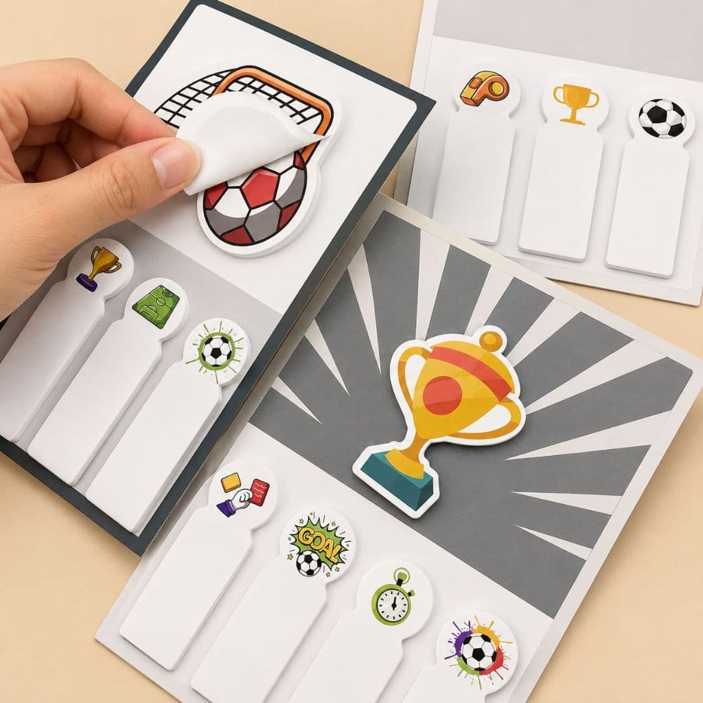 Bloco de Notas Adesivo Tema Futebol – Kit com 5 Modelos Goal - Papelaria Fofa