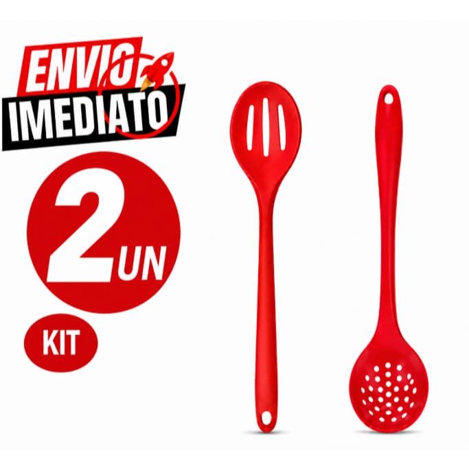 Kit Com 2 Utensílios de Cozinha Silicone Premium Espátulas Colher Casa Cozinha Restaurante