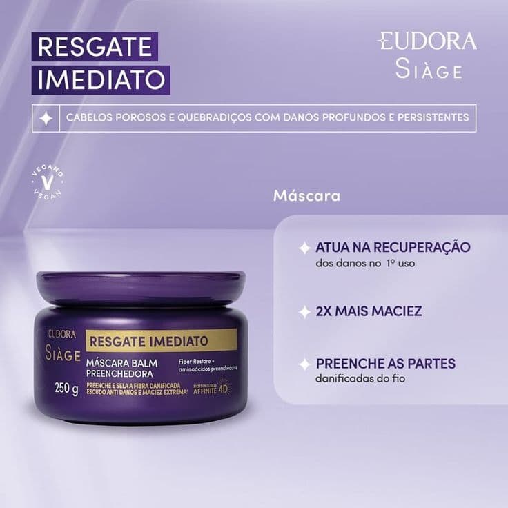 Resgate Imediato, Proteção Contra Calor, Cutículas Seladas, Mascara Siage