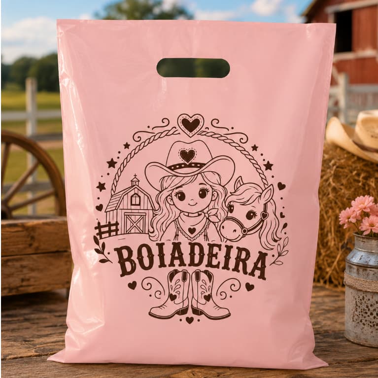 Sacola para Lembrancinha Boiadeira para aniversarios, country, vaqueira- Sacola Fazendinha, animais, - tamanho 20x30