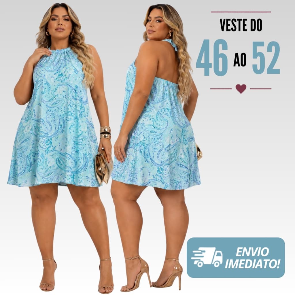 Vestido Curto Soltinho Plus Size Moda Maior Estampado Feminino Elegante Confortável Verão Casual G1 G2 G3