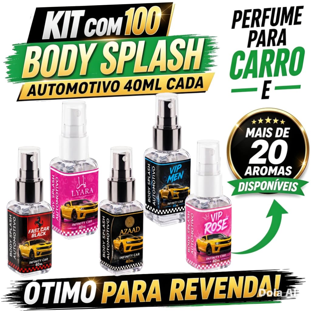 Kit 100 Body Splash Automotivo 40ml Cheirinho Para Carro Revenda Atacado Renda Extra, Longa Duração