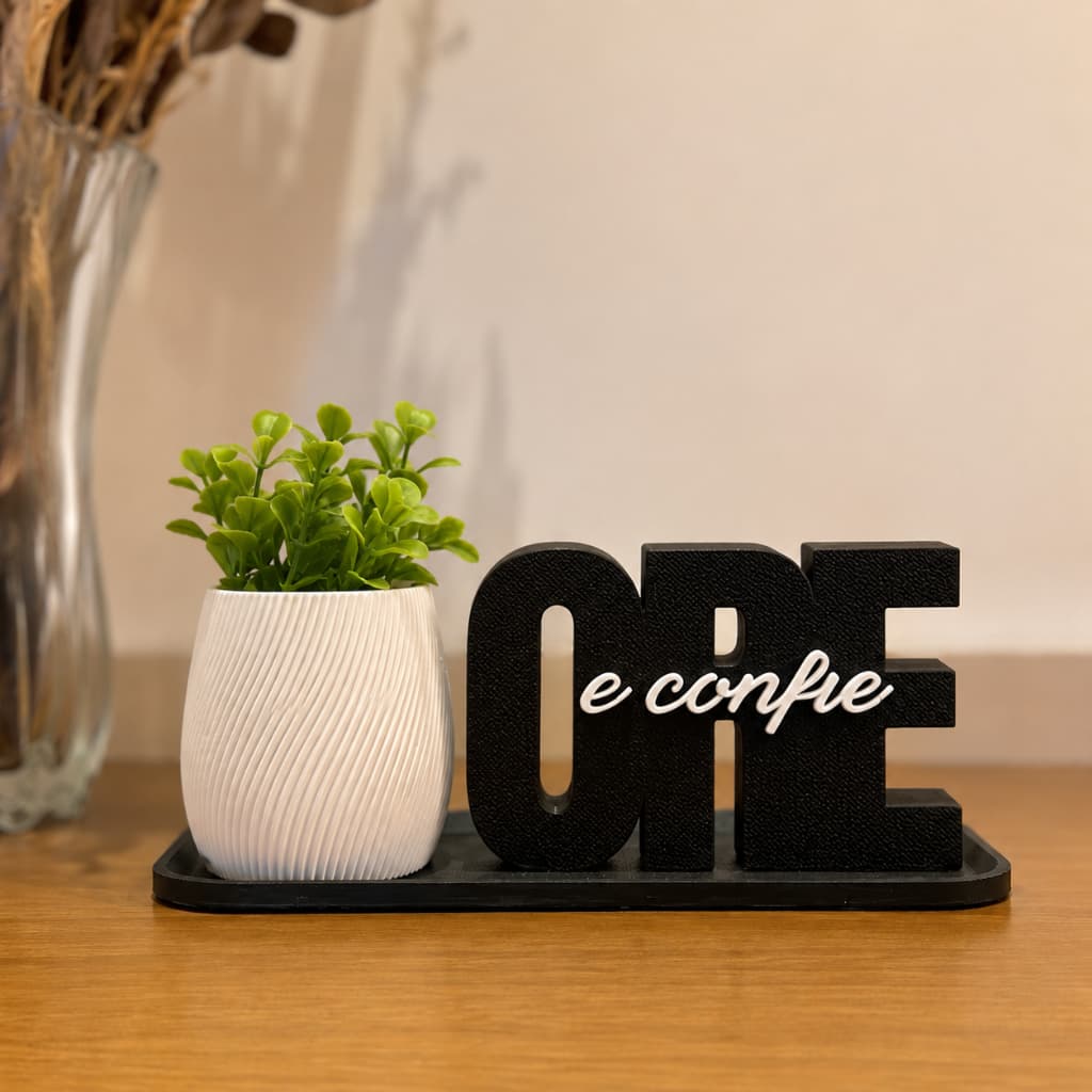 Kit Decorativo Ore e Confie Vaso Decorativo Decoração Cristã Moderna Sala Quarto Escritório Presente Religioso