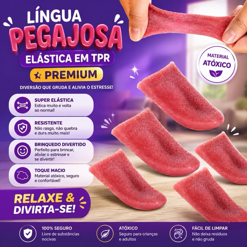 Língua Pegajosa Super Elástica Brinquedo Sensorial Atóxico Reutilizável para Crianças