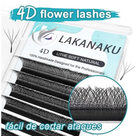 Cílios Fio W 4D Volume Brasileiro Fibra PBT Coreana Macia Natural 0.07D