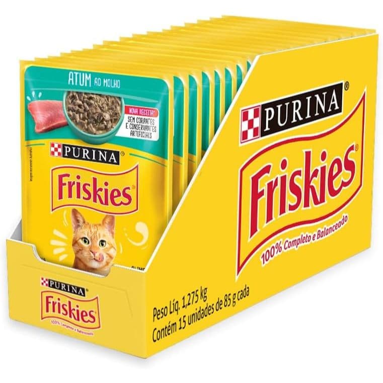 Caixa Ração Úmida Gato Friskies Sachê Atum ao Molho 85g  | Alimento para Gatos Adultos