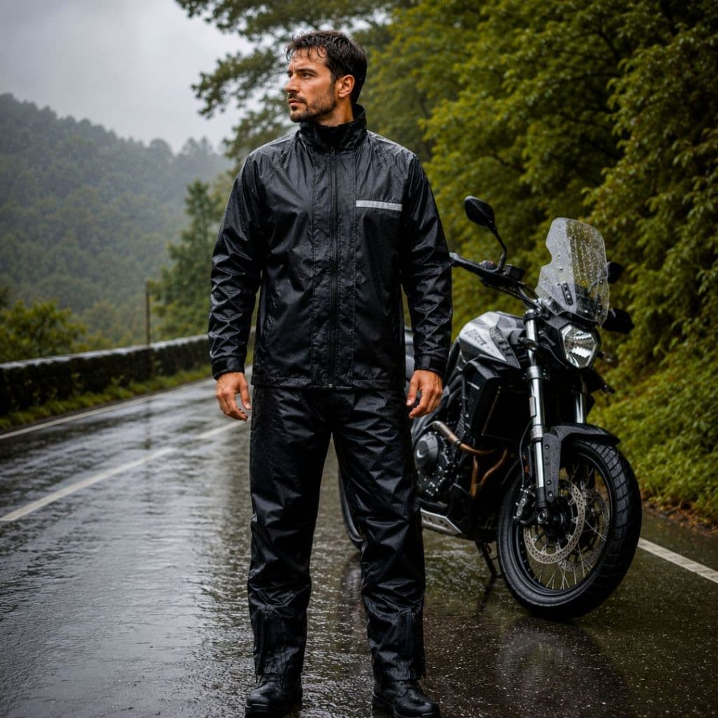Conjunto Capa De Chuva Roupa Para Motoqueiros Ciclistas Impermeável PVC Resistente com Gola