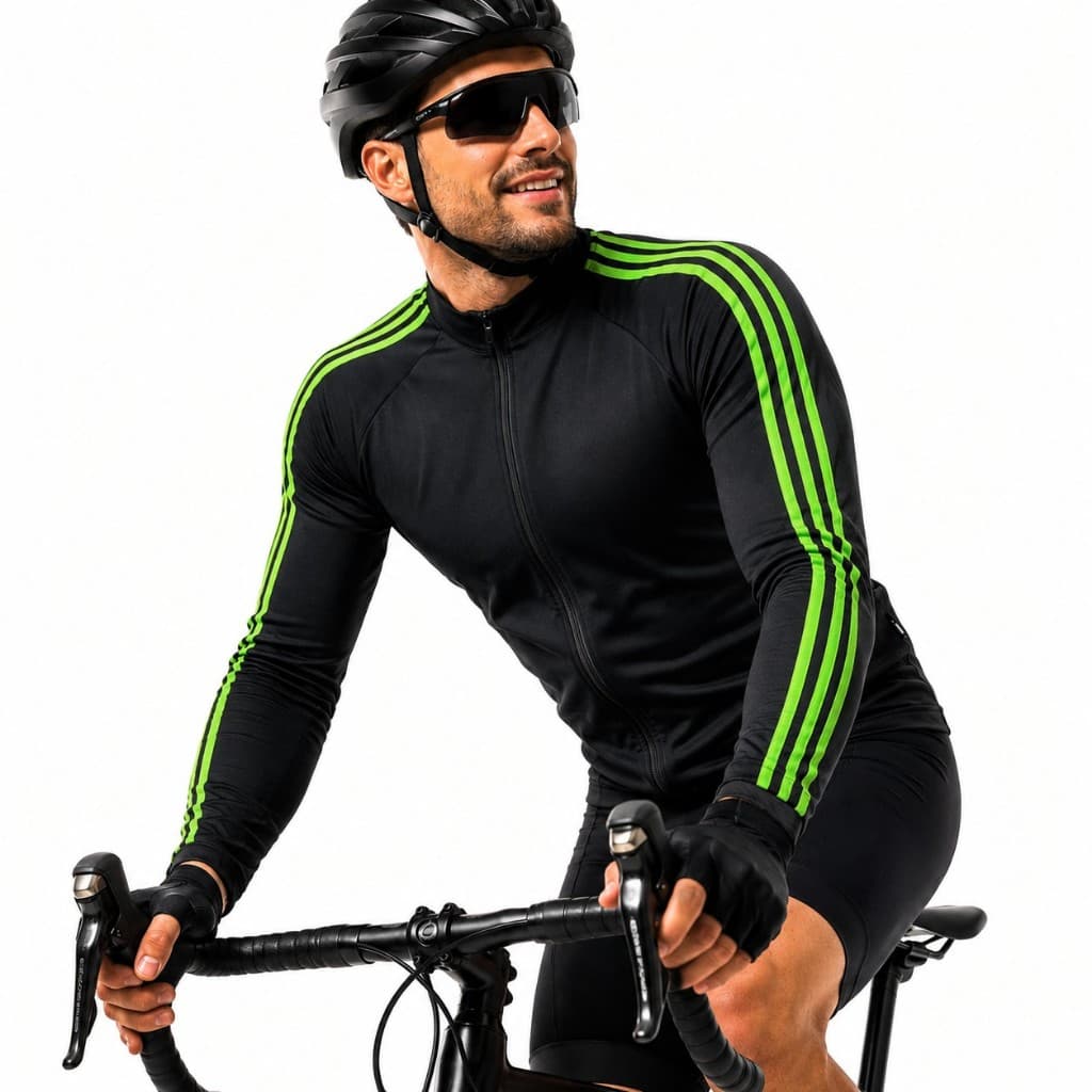 Camisa Ciclismo Masculina Manga Longa UV30+ Dry Fit Bike MTB Zíper Total 3 Bolsos