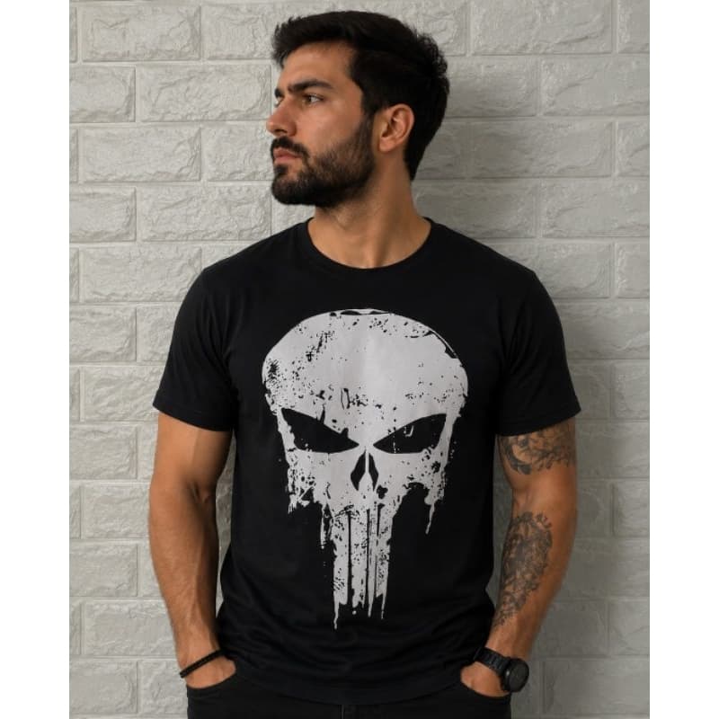 Camiseta masculina fitness caveira