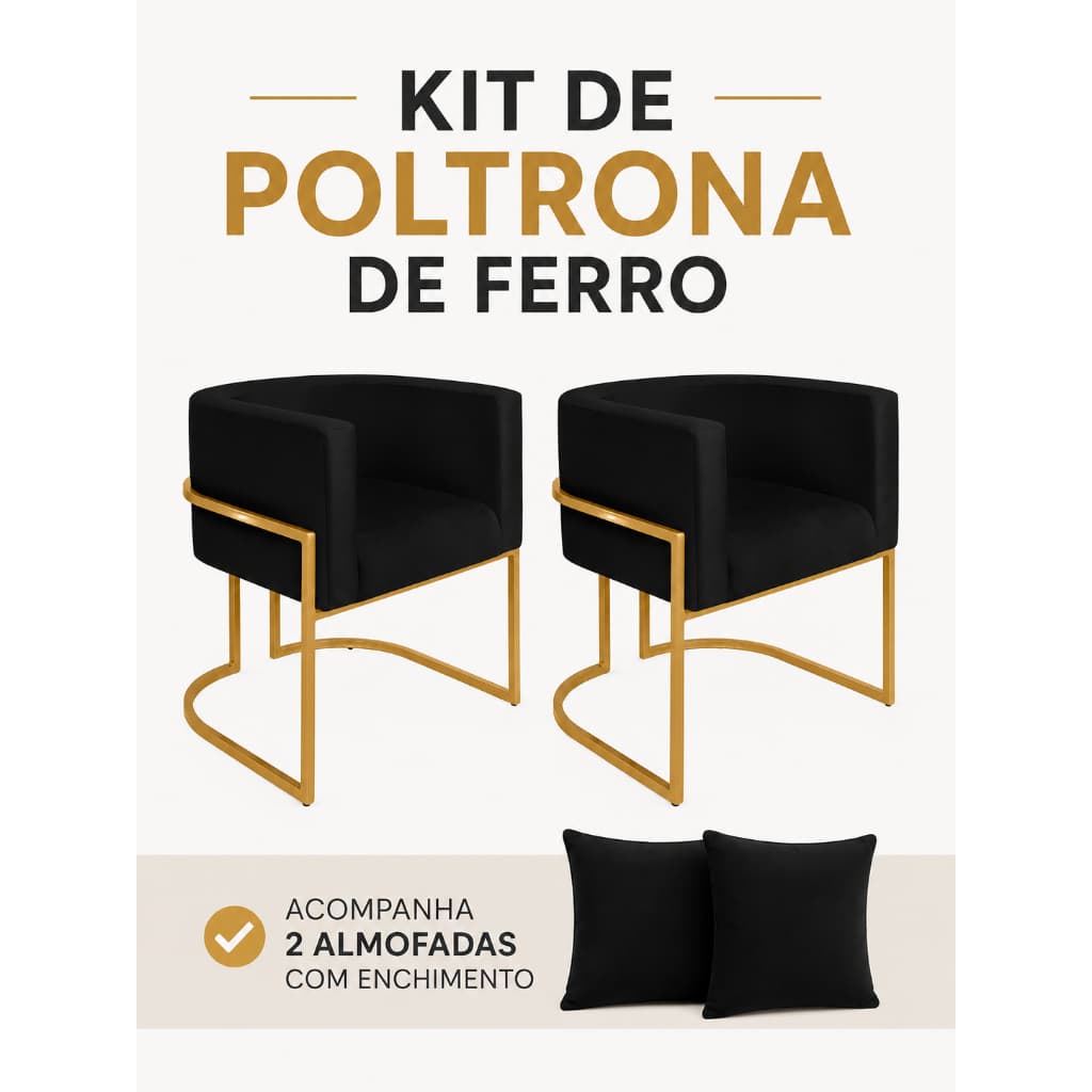 Kit 02 Poltronas Decorativa Cadeira Para clínica Poltrona Para Mesa de Jantar Salão Manicure Escritório