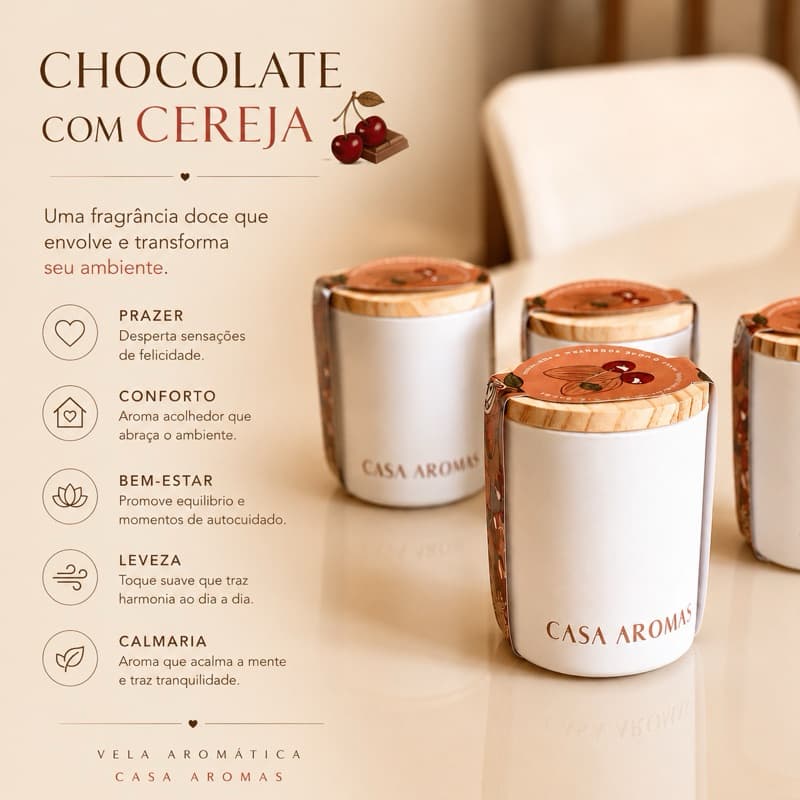 Vela Aromática Artesanal PREMIUM 200g Com Tampa de Madeira Vários Aromas Perfumados