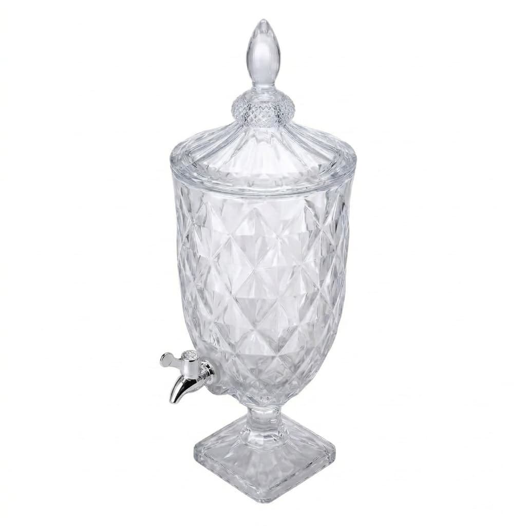 Dispenser Suqueira de Cristal C/Pé e Tampa Diamond Transparente 5 Litros Lyor