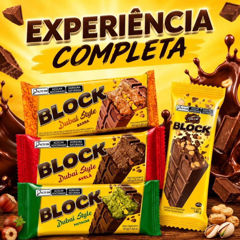 KIT Experiência Completa Piscache Paçoca Avelã Amendoim Block Dubai Style 165g - 140g