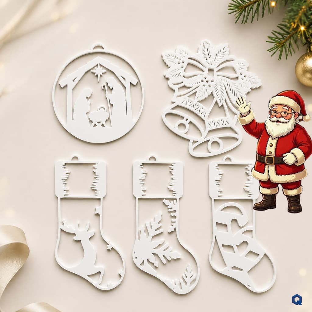 Enfeites de Natal para Árvore | Presépio, Sino e Kit 3 Botas Natalinas Decorativas