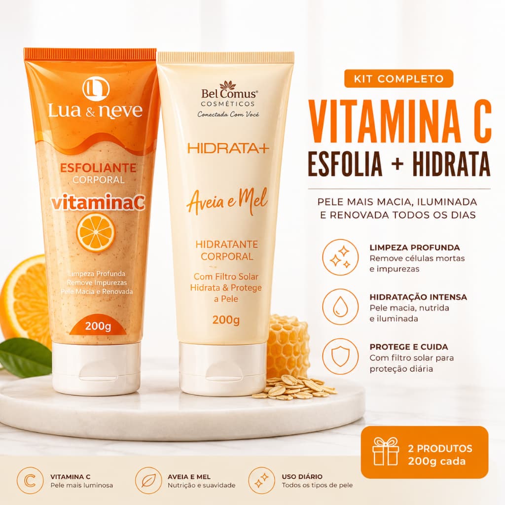 Kit Skincare Vitamina C Esfoliante Corporal + Creme Hidratante 200g