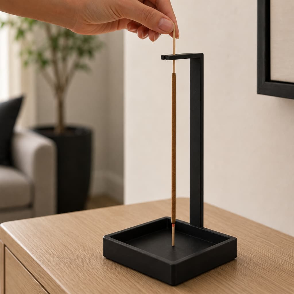 Incensário Minimalista 23cm Invertido Suporte Quadrado para Incenso Decorativo Moderno Ambiente