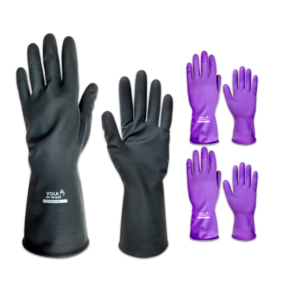Kit 2 Luvas Nitrílica Verde C Forro Louça Cozinha Limpeza Produto Químico Antialergica Volk Ca 16313