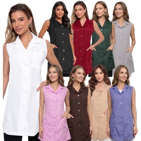 Jaleco Botão  Feminino Regata Normandia Várias Cores  Gardenia Uniformes