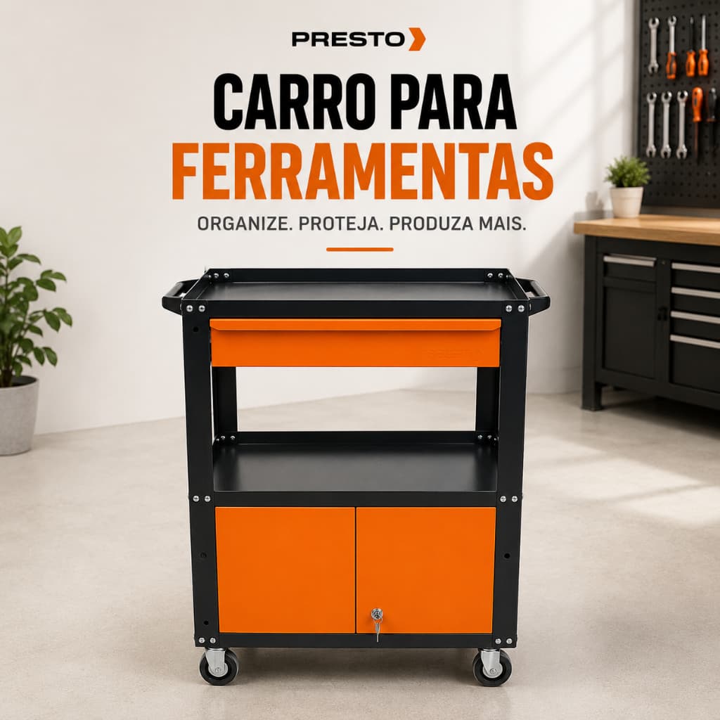 Carrinho de Ferramentas Carrinho Auxiliar C/ Gaveta Carrinho Metal Ferramenta Oficina Presto Armário