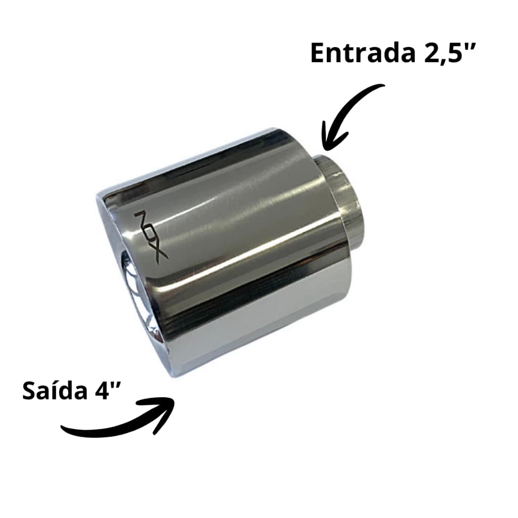 Ponteira Esportiva 4'' Inox 304 Chapa Dupla Acabamento Reto NOX