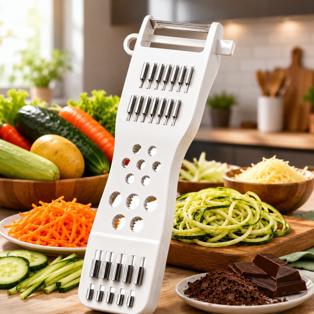 Descascador Ralador Fatiador 5 Em 1 Manual Espaguete Legumes