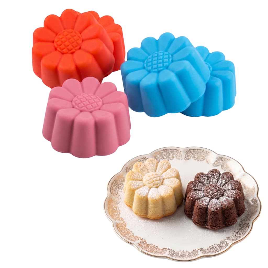 Kit 12/24 Forminha de Silicone Margarida 5cm Muffin Cupcake Forma Flores Pudim Decorado Coloridas