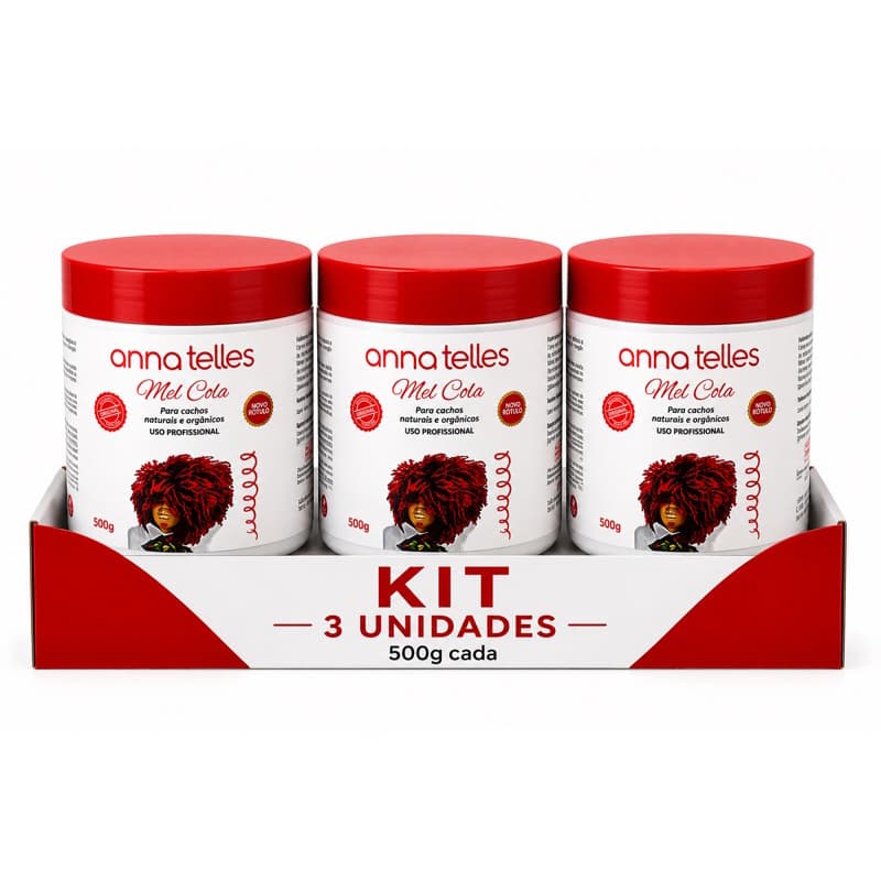 3x Anna Telles Mel Cola P/ Cachos Naturais E Orgânicos 500g