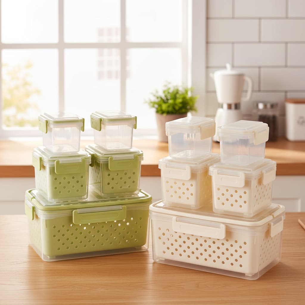 Conjunto 5 Potes Plásticos Herméticos Tampas Cesto Organizadores Cozinha Práticos Oferta Promoção