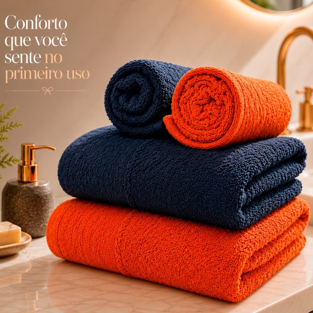 Jogo 2 Toalhas de Banho + 2 Toalhas de Rosto Capri Atlântica 100% Algodão Alta Absorção 430 g/m²