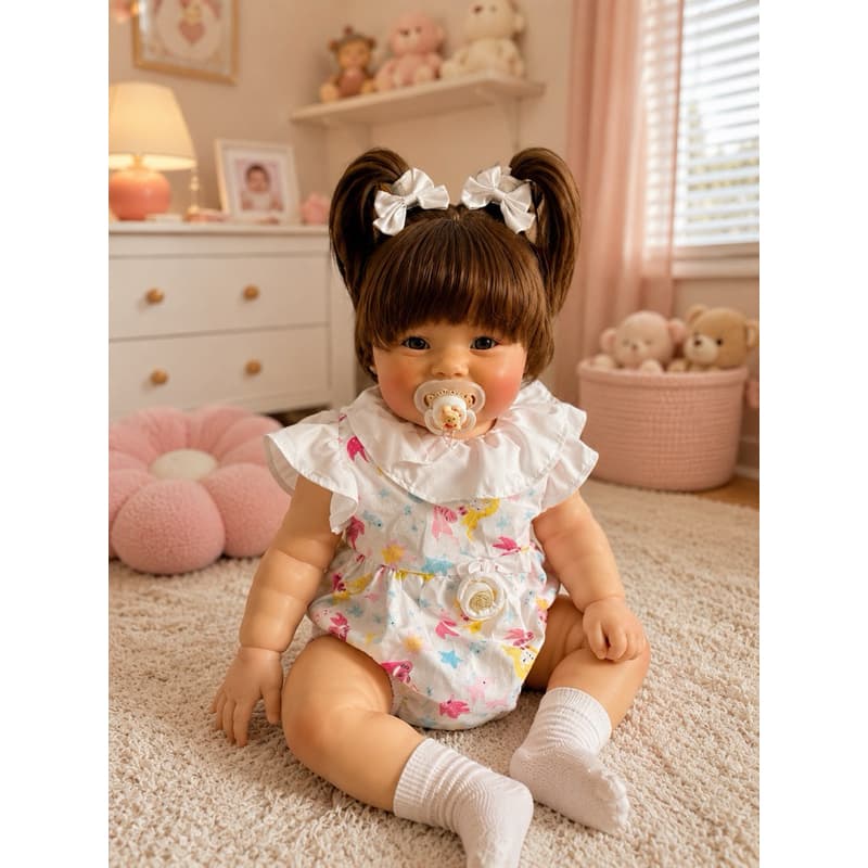 bebê Reborn original grandona 60 cm castanha fio a fio Aninha
