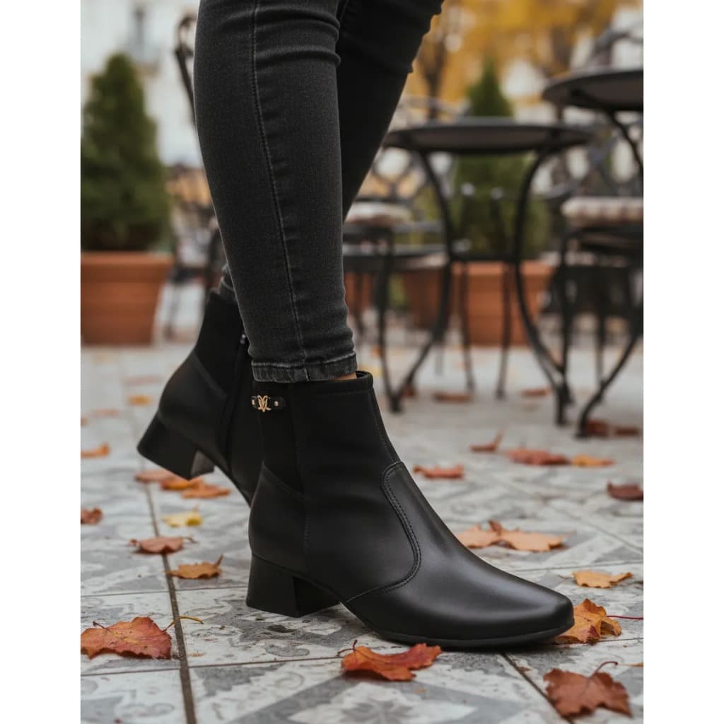 Bota Feminina Cano Curto Mississipi Bota Salto Baixo Preta
