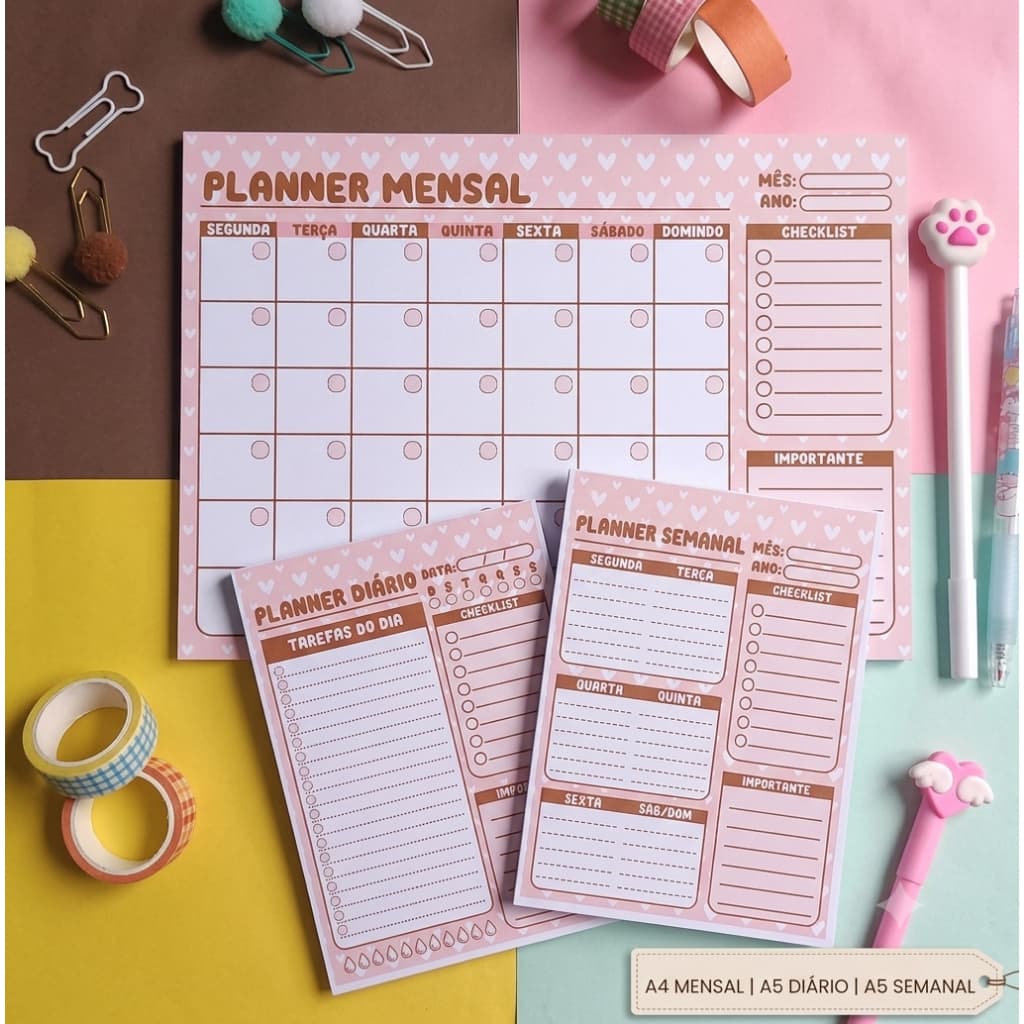Kit Planner Blocado Rosa kit