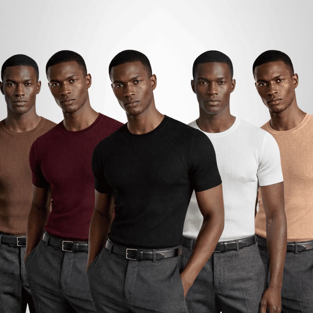 Kit Com 4 ou 5 Camisetas Caneladas Masculina Slim Fit Academia Dia a Dia
