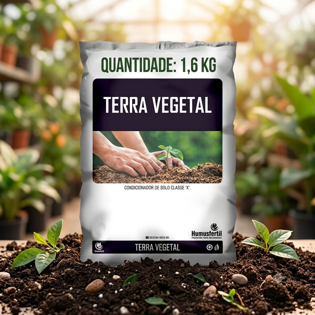 Terra Vegetal 1,6kg Substrato Pronto para Plantas Flores Hortas e Vasos