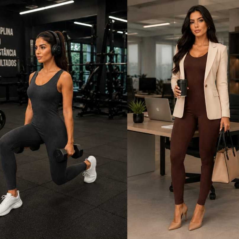 Macacão Macaquinho Longo Regata Canelado Feminino Academia Fitness Casual Modelador Confortável