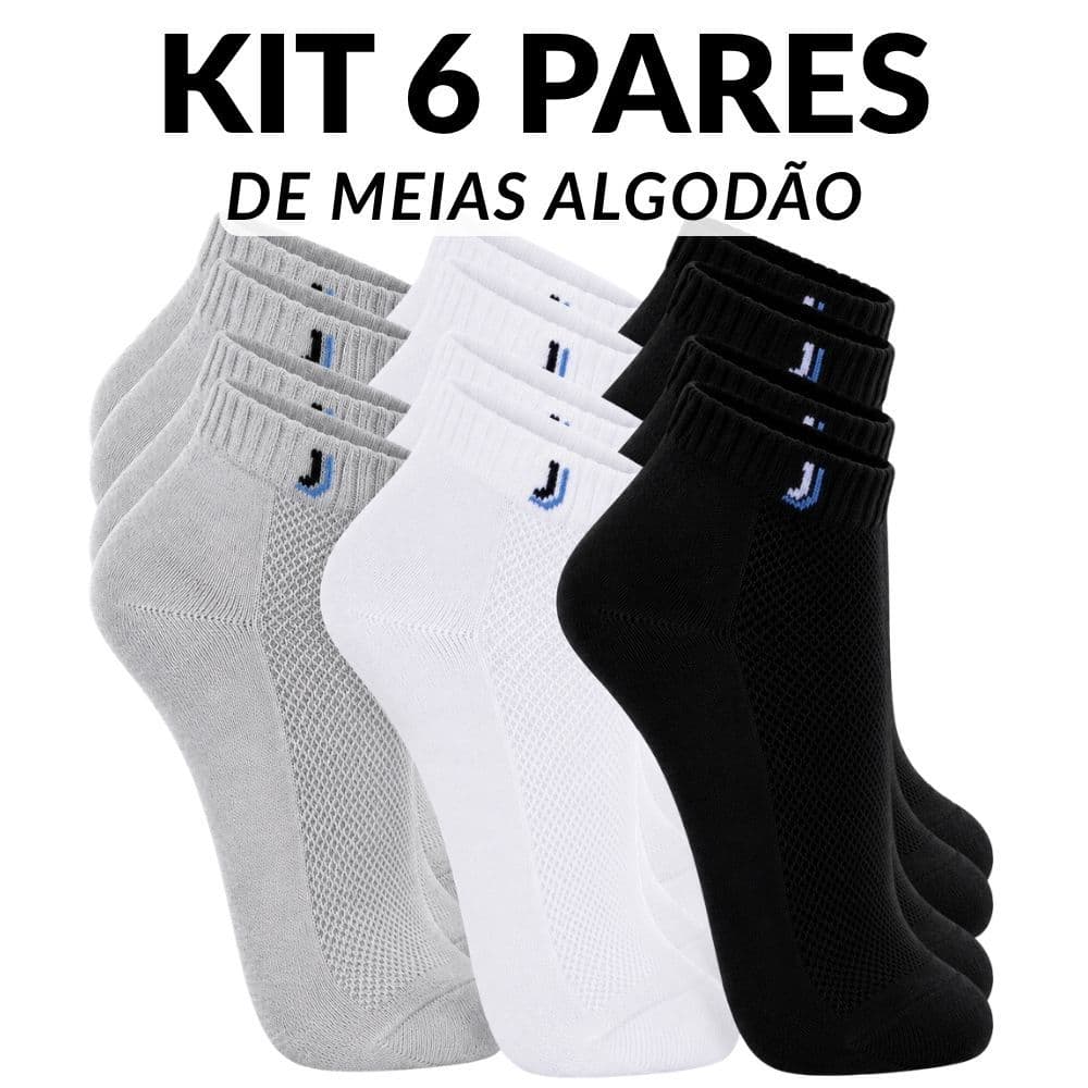 Kit 6 Pares Meia Soquete Macia Algodão Premium