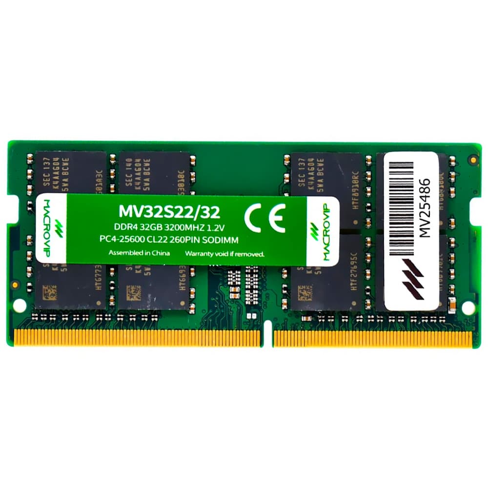 Memoria RAM Notebook 32GB DDR4 3200MHz SODIMM Laptop Smart PC Macrovip Original