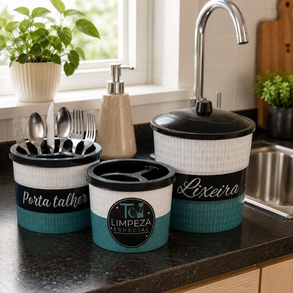 Kit Pia 3 Peças Organizador Multiuso De Plastico
