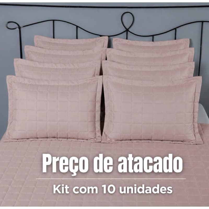 Kit 10 Porta Travesseiros Matelado Quadriculado 80cm X 60cm 100% Poliéster Hypercal 200 Fios Atacado