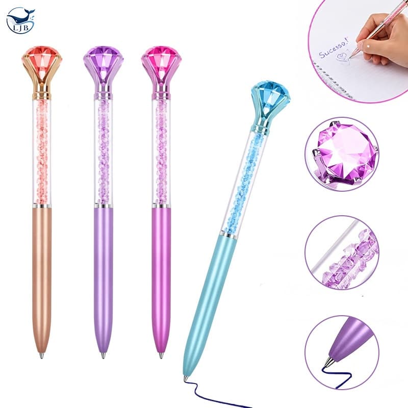 3/6/9/12 pcs Caneta Gel Esferográfica Diamante Cristal Luxo Ponta Fina 0.7mm Tinta Azul